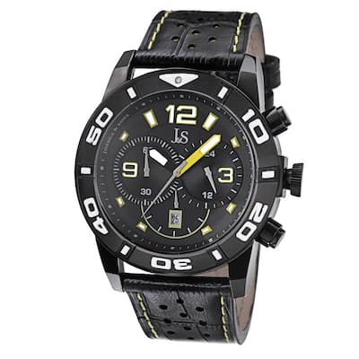 Joshua & Sons Men's Bold Chronograph Leather Strap Watch