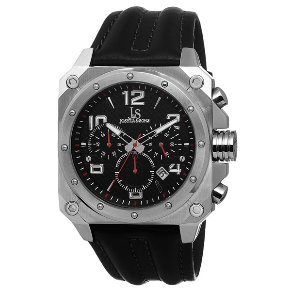 Joshua & Sons Men's Chronograph Sport Genuine Leather Strap Watch