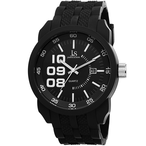 Joshua & Sons Mens Quartz Date Silicone Strap Watch