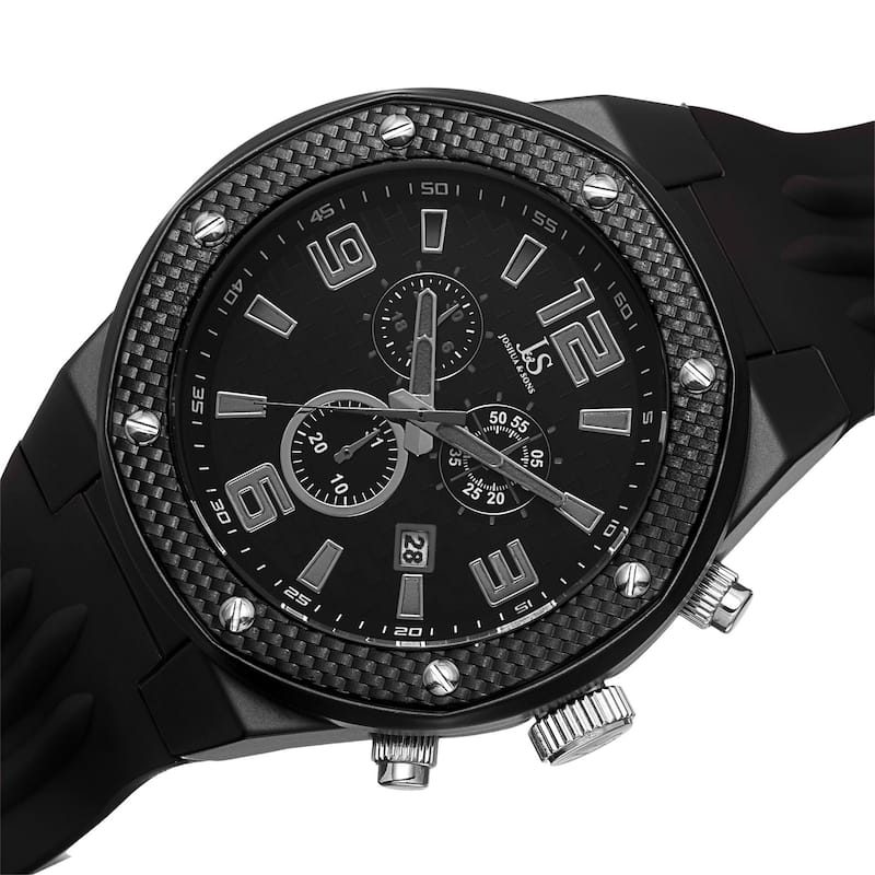 Joshua & Sons Bold Men's Chronograph Date Black Strap Watch