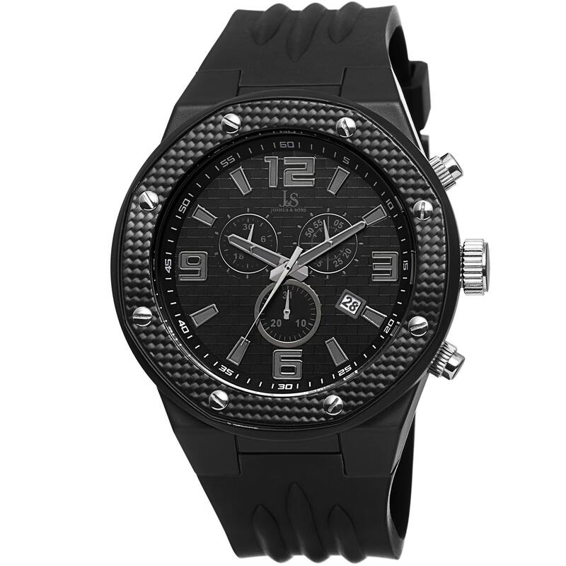 Joshua & Sons Bold Men's Chronograph Date Black Strap Watch