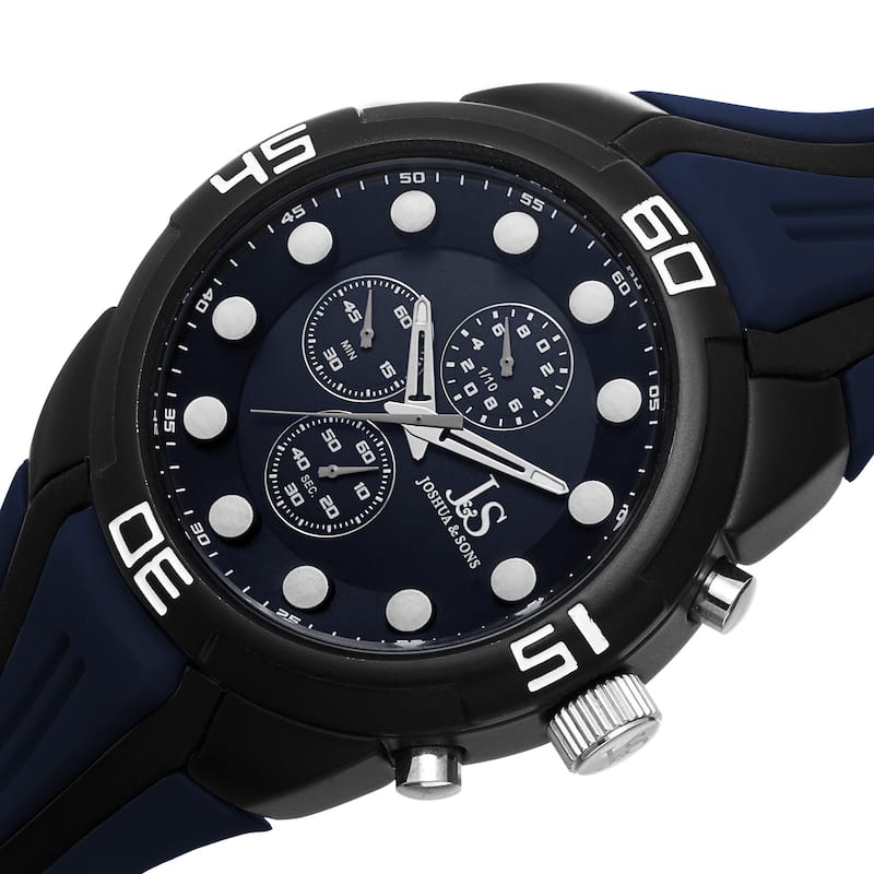 Joshua & Sons Men's Chronograph Sports Blue Strap Watch