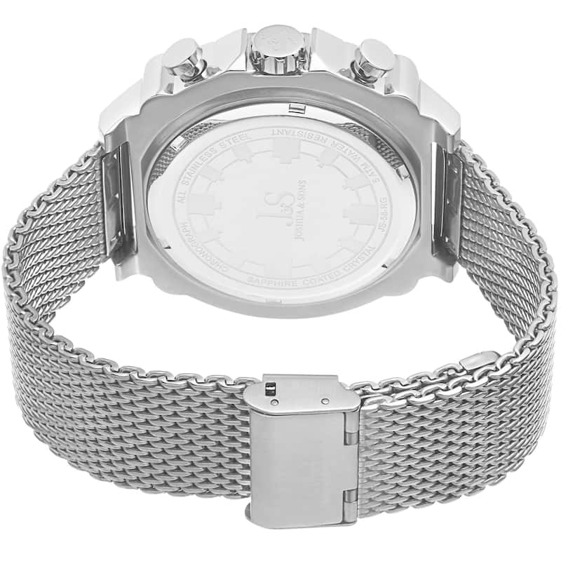 Joshua & Sons Men's Chronograph Stainless Steel Mesh Silver-Tone Bracelet Watch