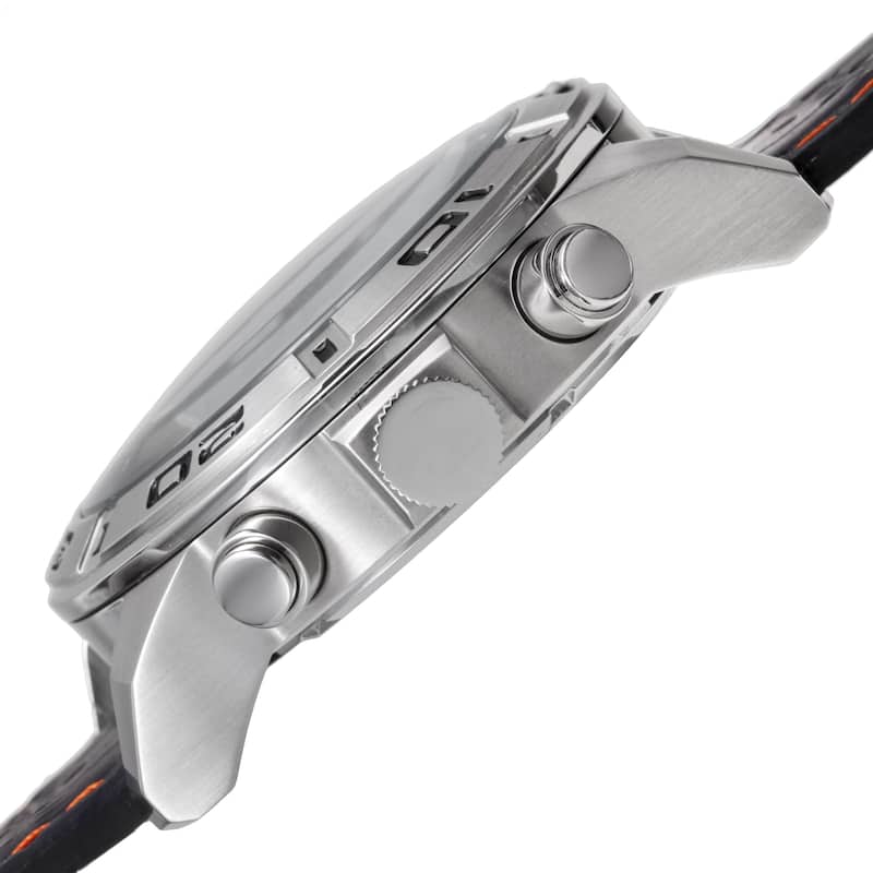 Joshua & Sons Men's Bold Chronograph Leather Orange Strap Watch