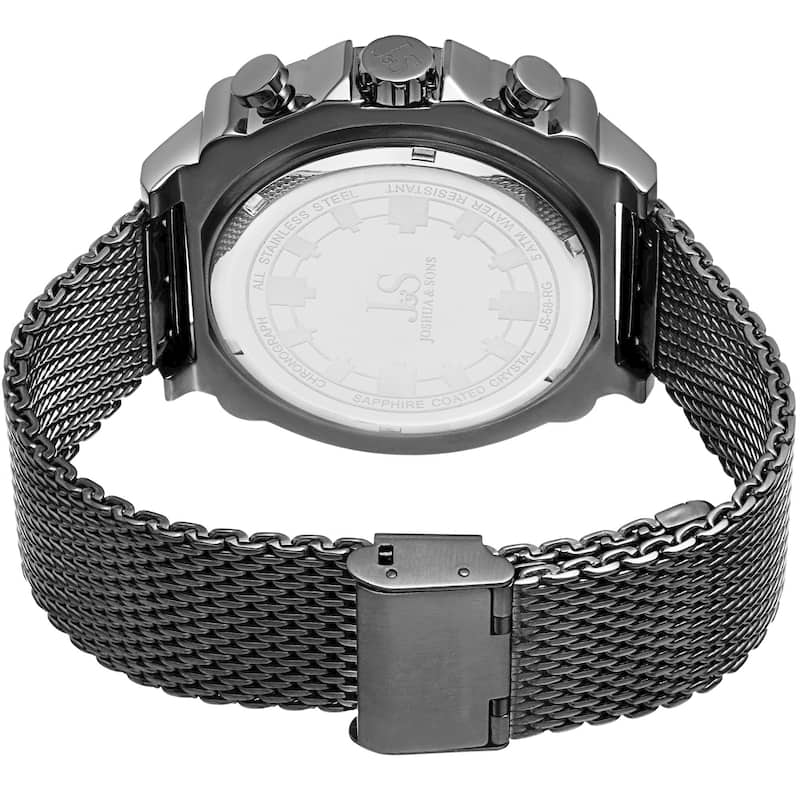 Joshua & Sons Men's Chronograph Stainless Steel Mesh Black Bracelet Watch