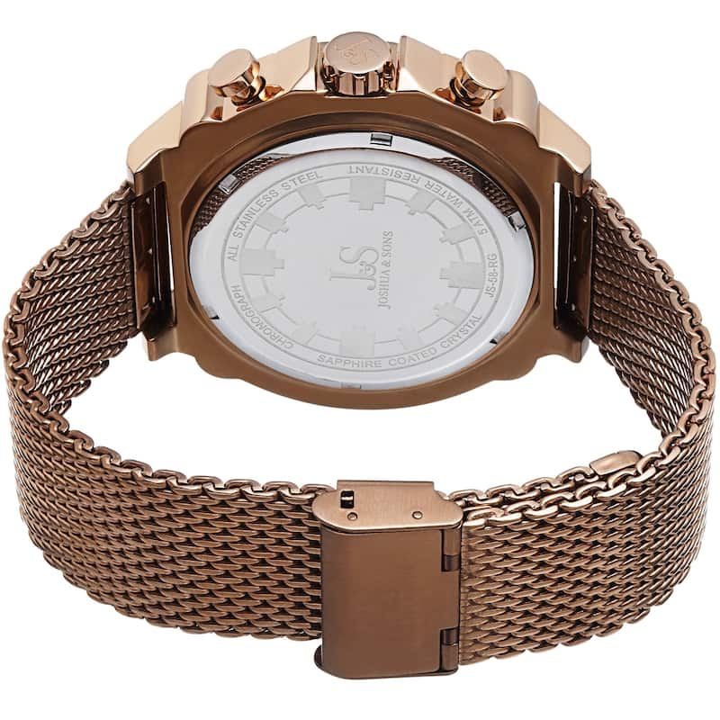 Joshua & Sons Men's Chronograph Stainless Steel Mesh Rose-Tone Bracelet Watch