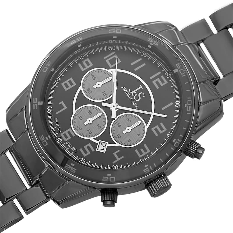 Joshua & Sons Men's Quartz Chronograph Date Black Bracelet Watch