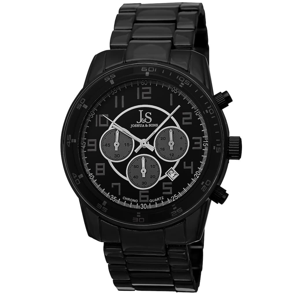 Joshua & Sons Men's Quartz Chronograph Date Black Bracelet Watch