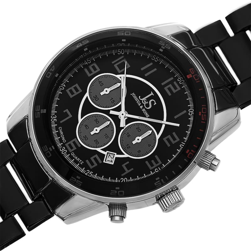 Joshua & Sons Men's Quartz Chronograph Date Silver-Tone Bracelet Watch