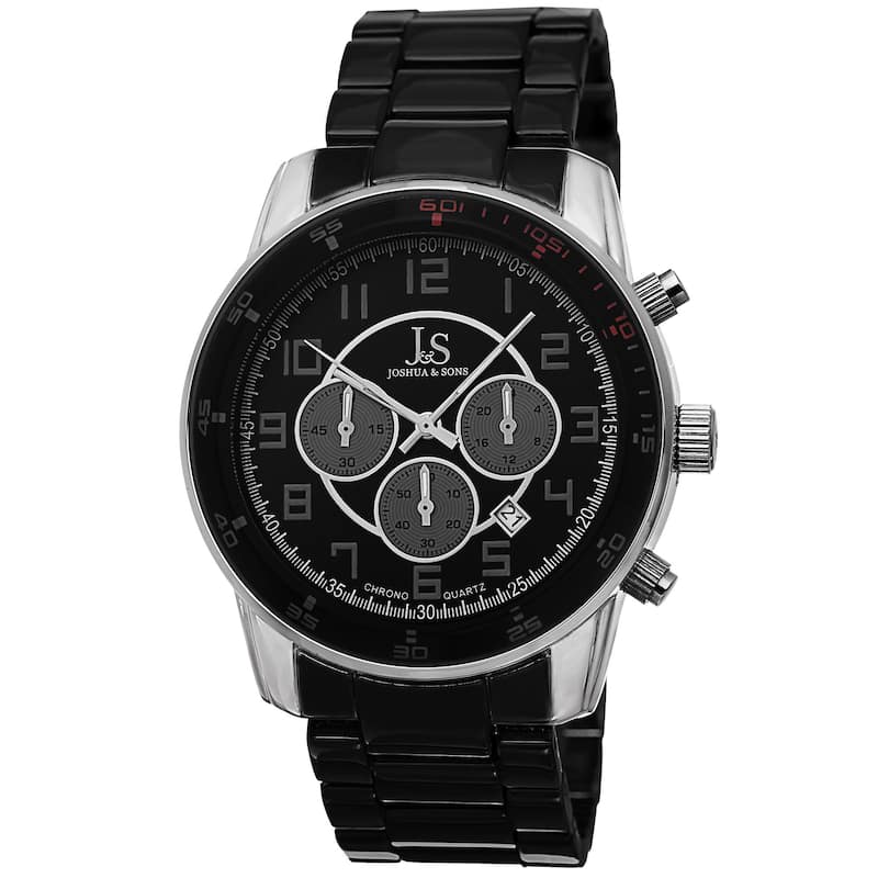 Joshua & Sons Men's Quartz Chronograph Date Silver-Tone Bracelet Watch