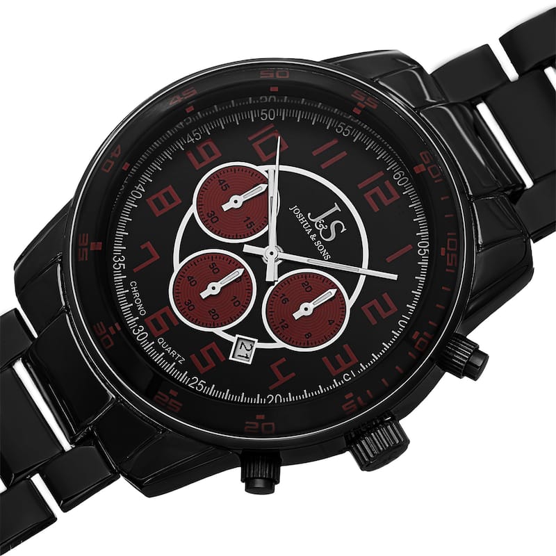 Joshua & Sons Men's Quartz Chronograph Date Red Bracelet Watch