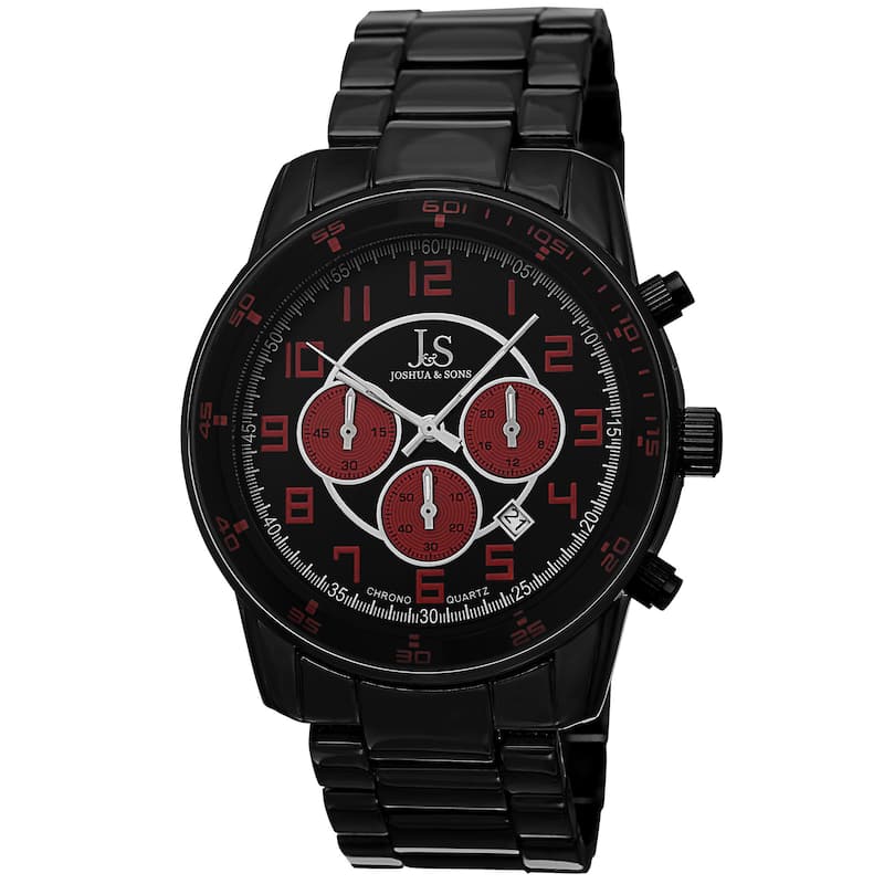 Joshua & Sons Men's Quartz Chronograph Date Red Bracelet Watch