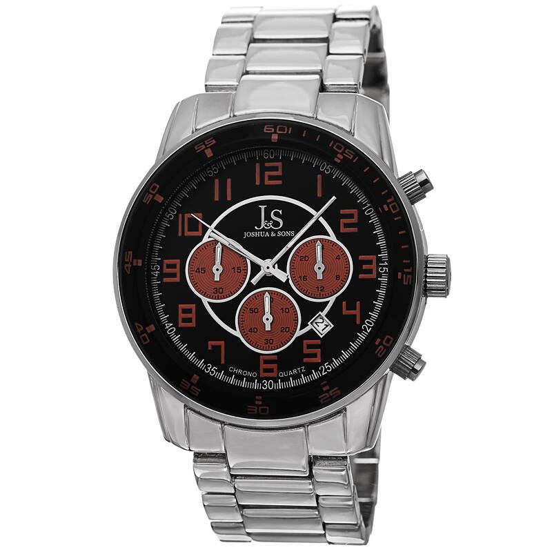 Joshua & Sons Men's Quartz Chronograph Date Orange Bracelet Watch