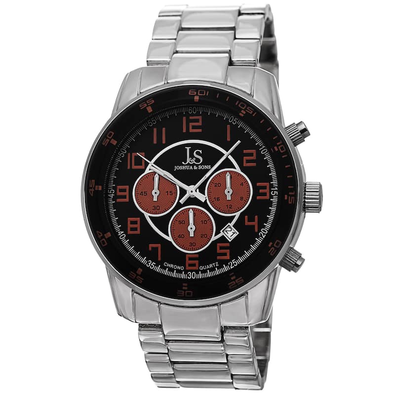 Joshua & Sons Men's Quartz Chronograph Date Orange Bracelet Watch