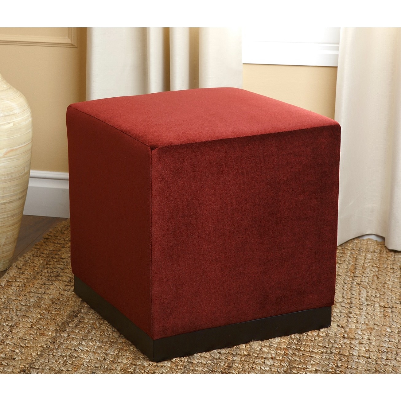 Monica Pedersen Sierra Burgundy Square Ottoman By Abbyson Living