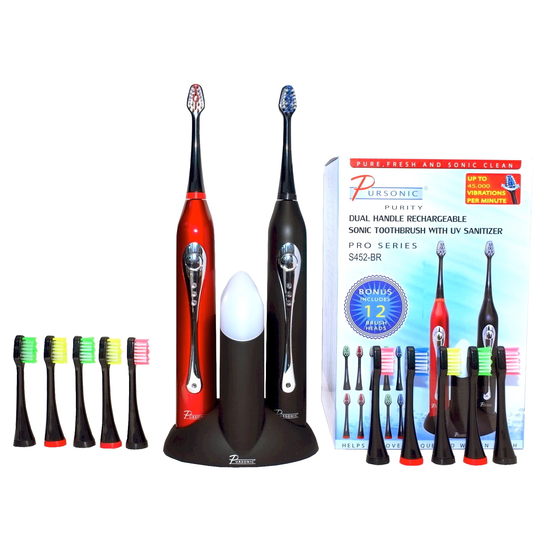 Pursonic Dual Handle Sonic Toothbrush With Uv Sanitizer