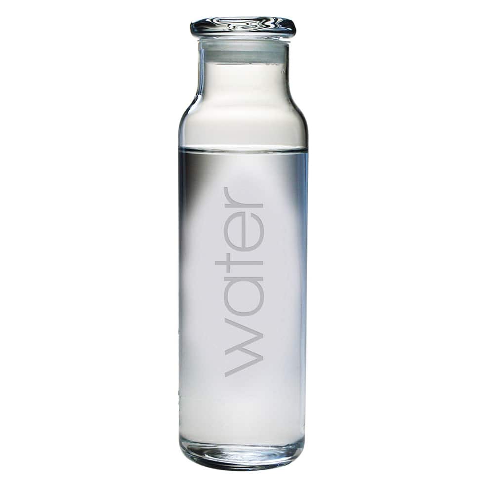 Water Etched Glass Water Bottle