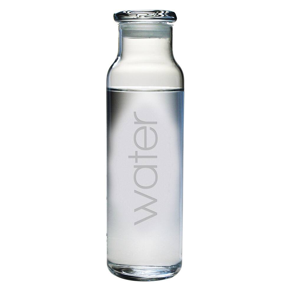Water Etched Glass Water Bottle