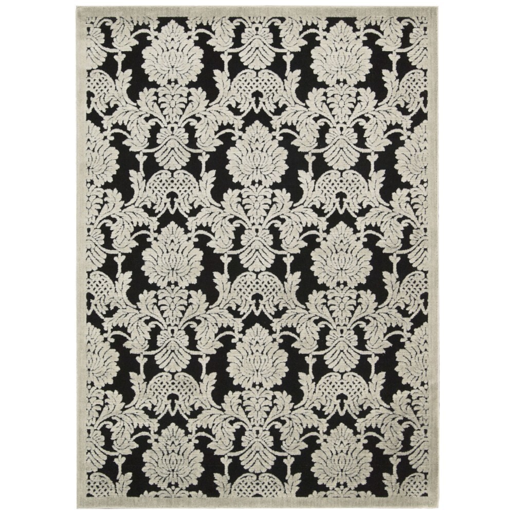 Nourison Hand carved Graphic Illusions Black Acrylic Rug (79 X 1010)