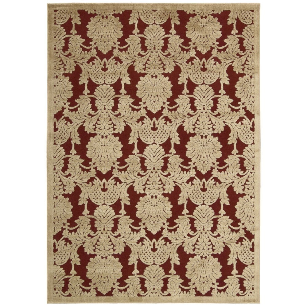 Nourison Hand carved Graphic Illusions Red Acrylic Rug (53 X 75)