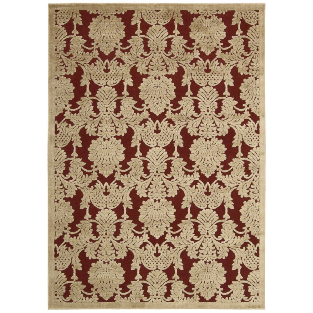 Nourison Hand carved Graphic Illusions Red Acrylic Rug (79 X 1010)
