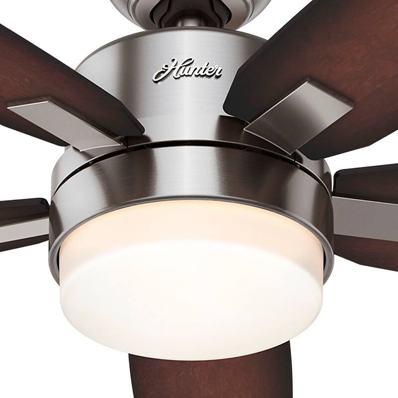 Hunter Windmere 54-inch Ceiling Fan wth Brushed Nickel Finish and Five Burnished Walnut/ Burnished Mahogany Veneer Blades