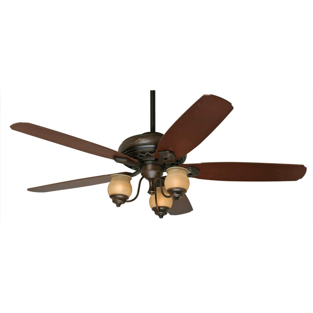 Hunter Prestige Torrence 64-inch Ceiling Fan with Provence Crackle Finish and Five Mahogany/ Dark Walnut Blades