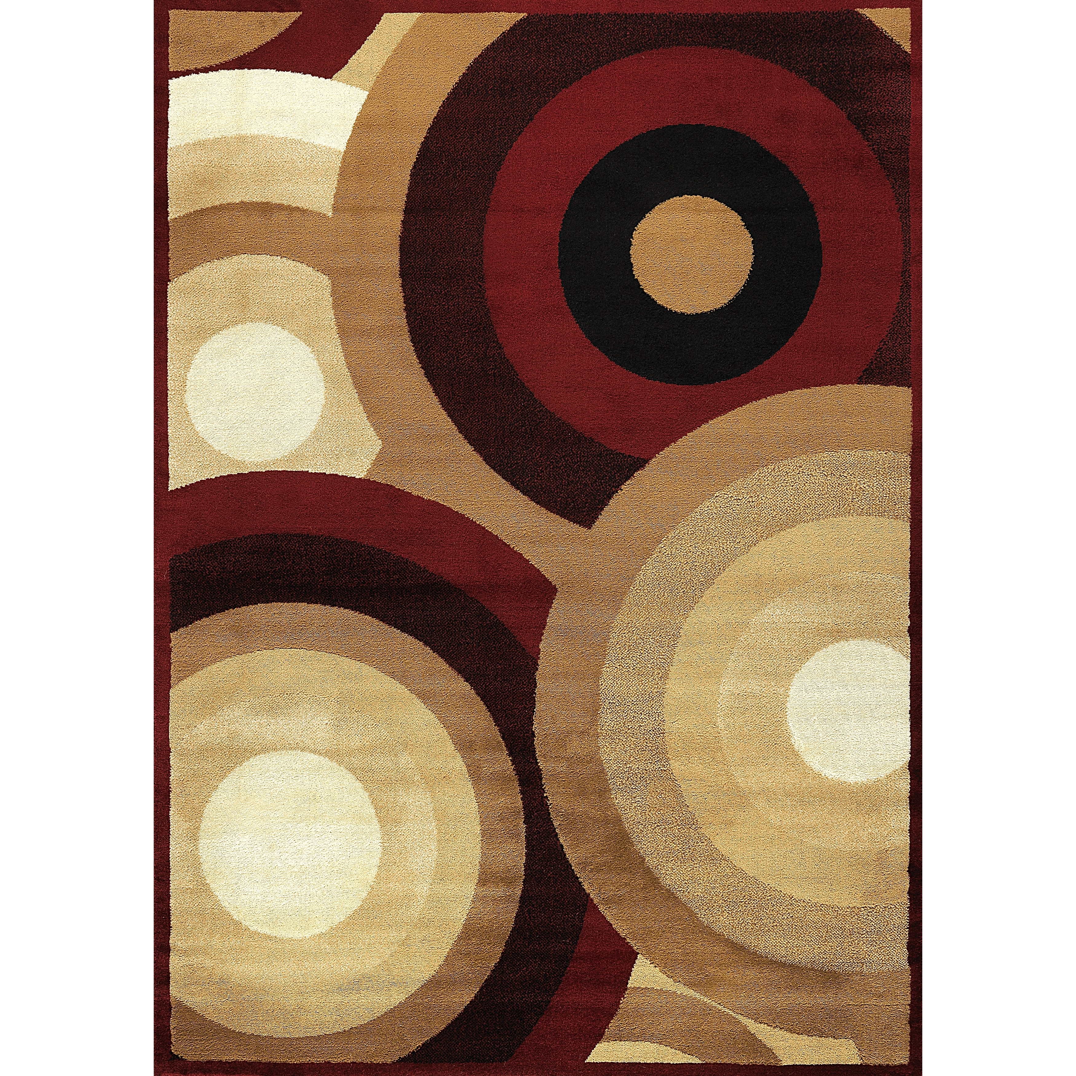 Contemporary Circle Burgundy Area Rug (53 X 73)