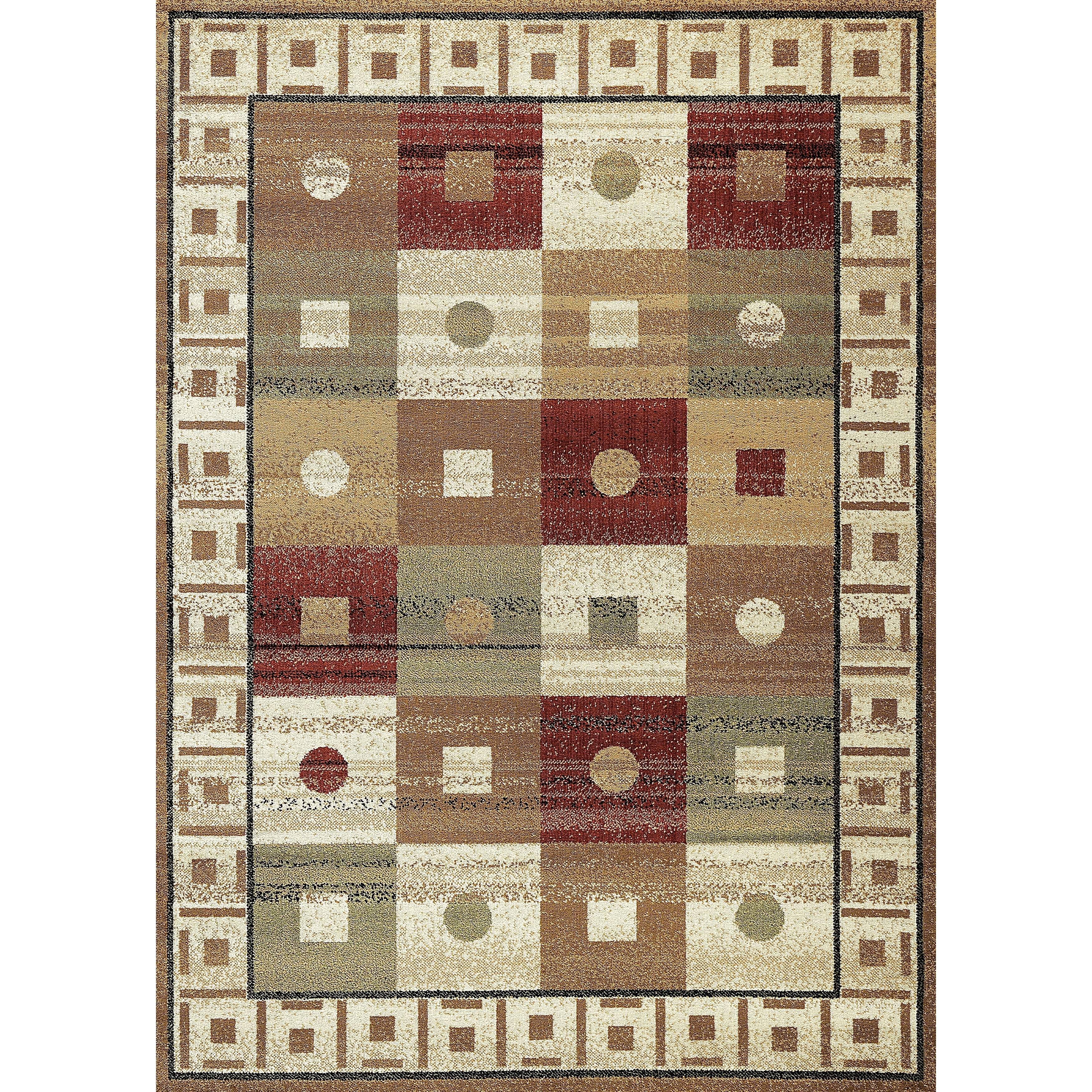 Geometric Boxes Ivory Area Rug (5 3 X 7 3)