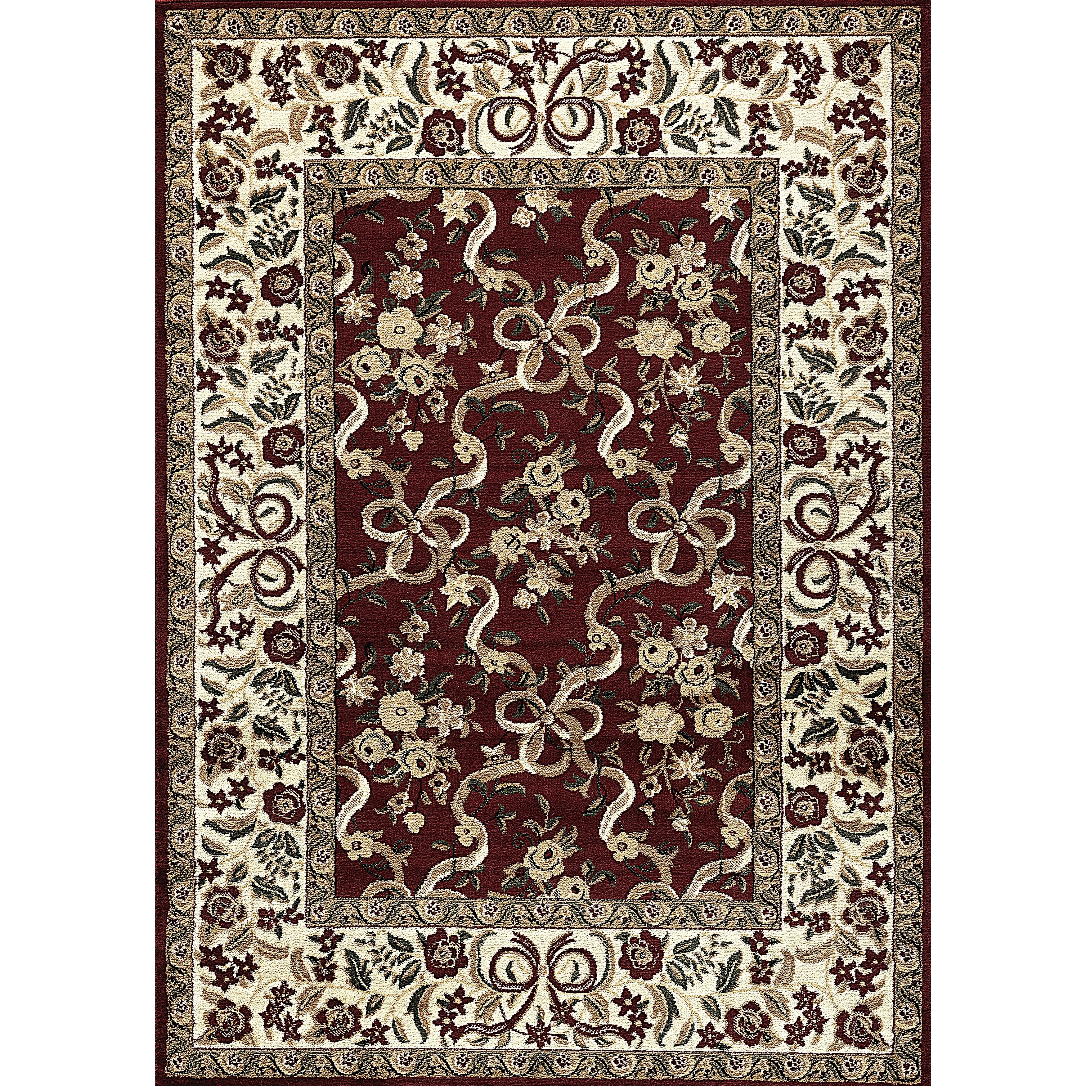 Floral Burgundy Area Rug (5 3 X 7 3)