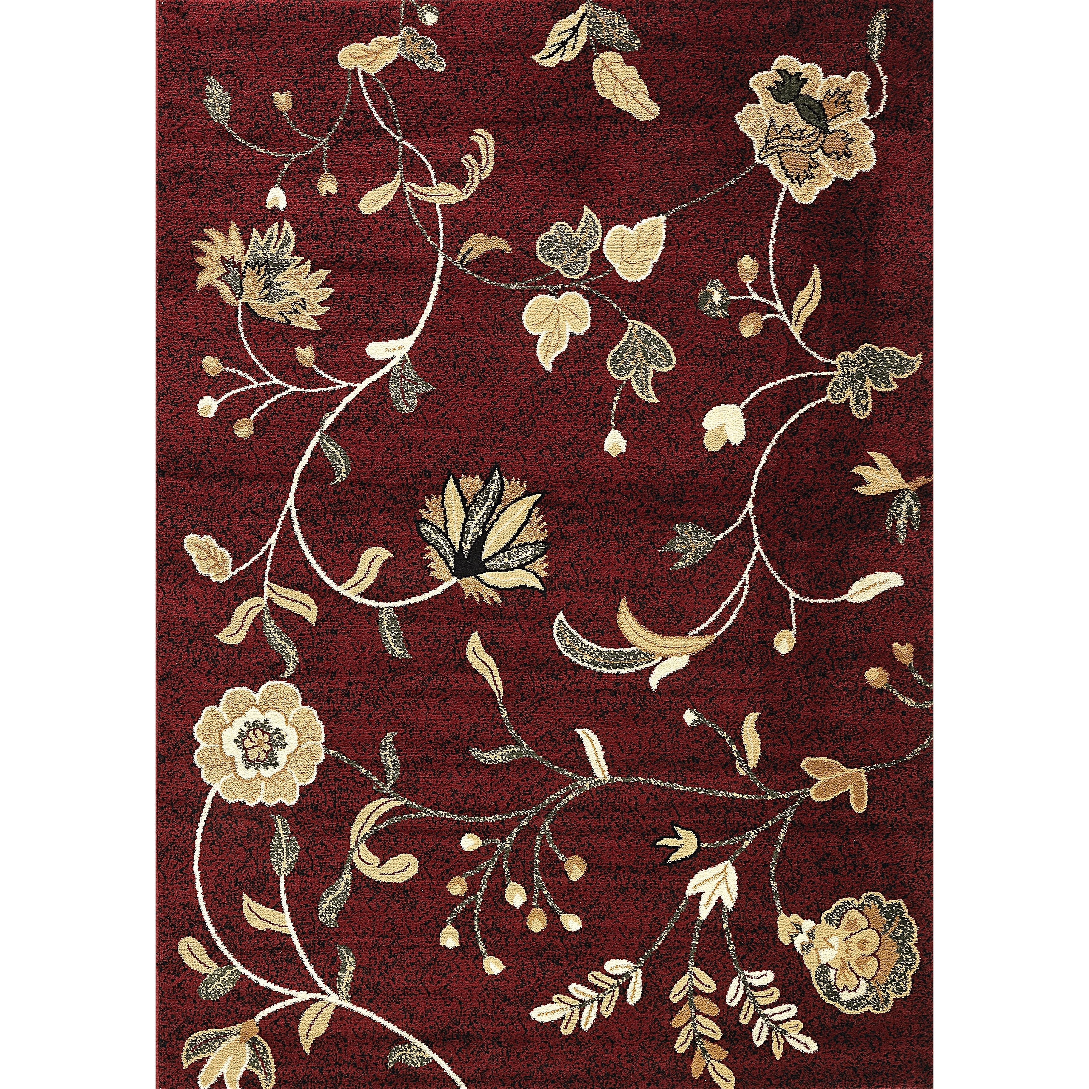 Floral Red Area Rug (53 X 73)