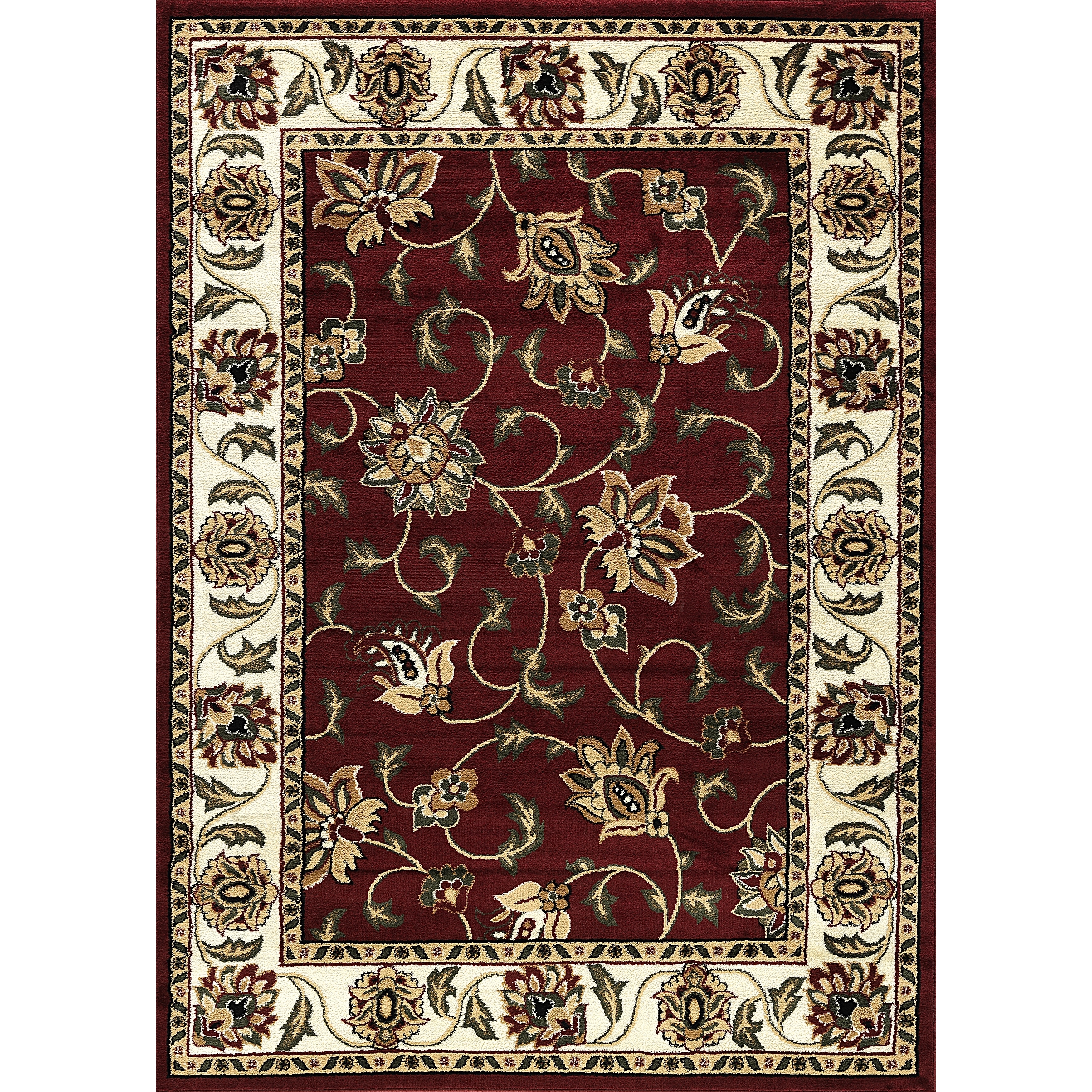 Sarouk Floral Burgundy Area Rug (53 X 73)