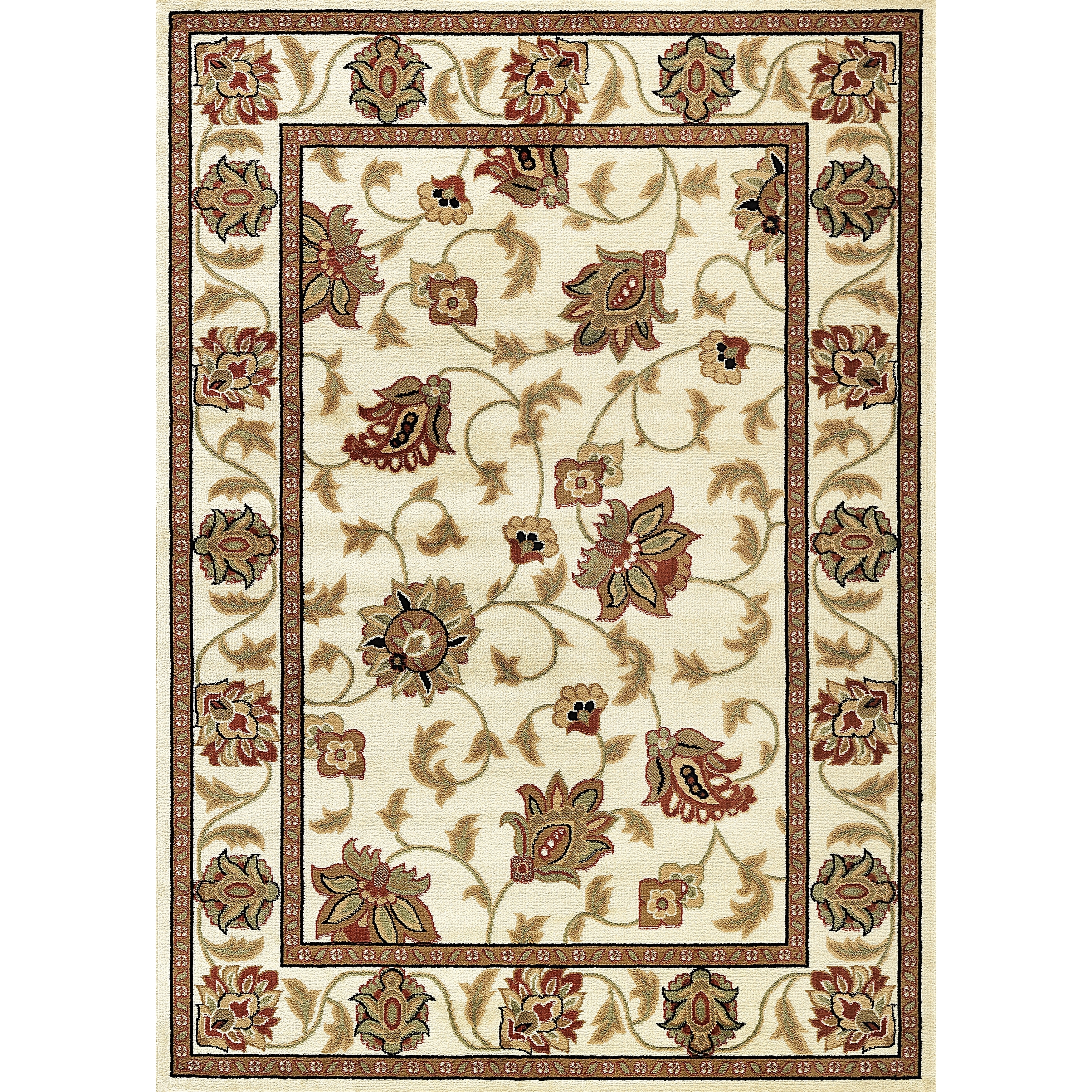 Sarouk Ivory Area Rug (53 X 73)