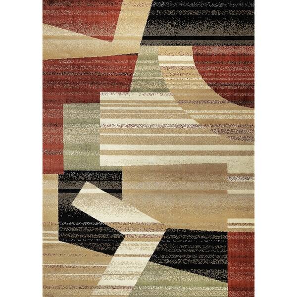 World Rug Gallery Contemporary Geometric Ivory Area Rug (7'10 X 10'2