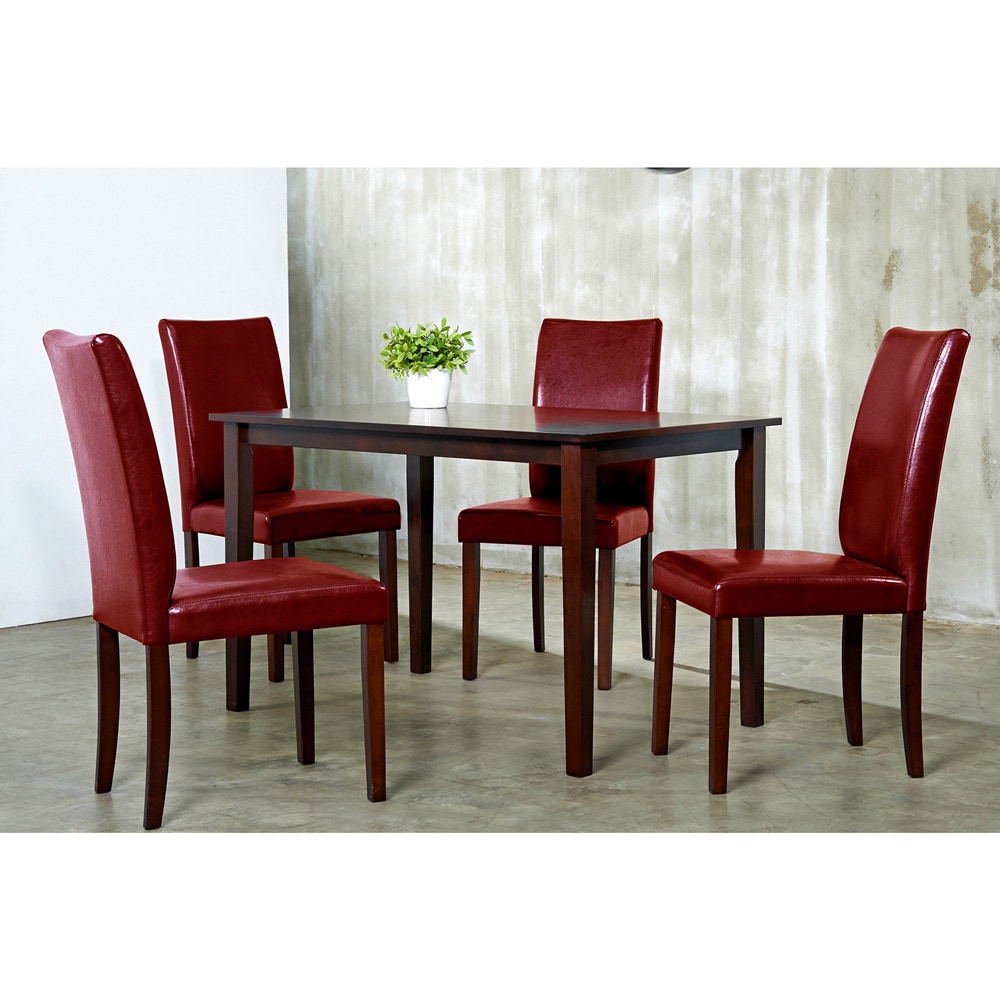 Warehouse Of Tiffany Shino Crimson 5 piece Dining Set Cappuccino Size 5 Piece Sets