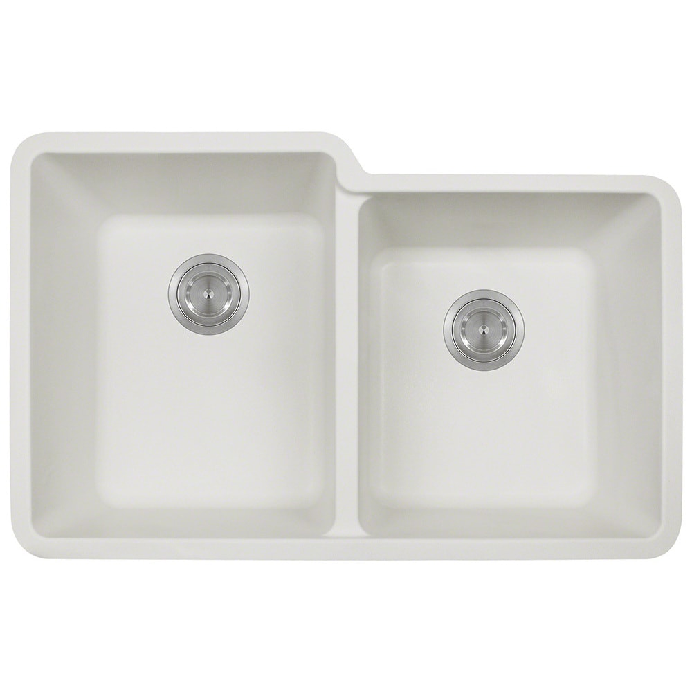 Polaris Sinks White Double Offset Bowl Kitchen Sink