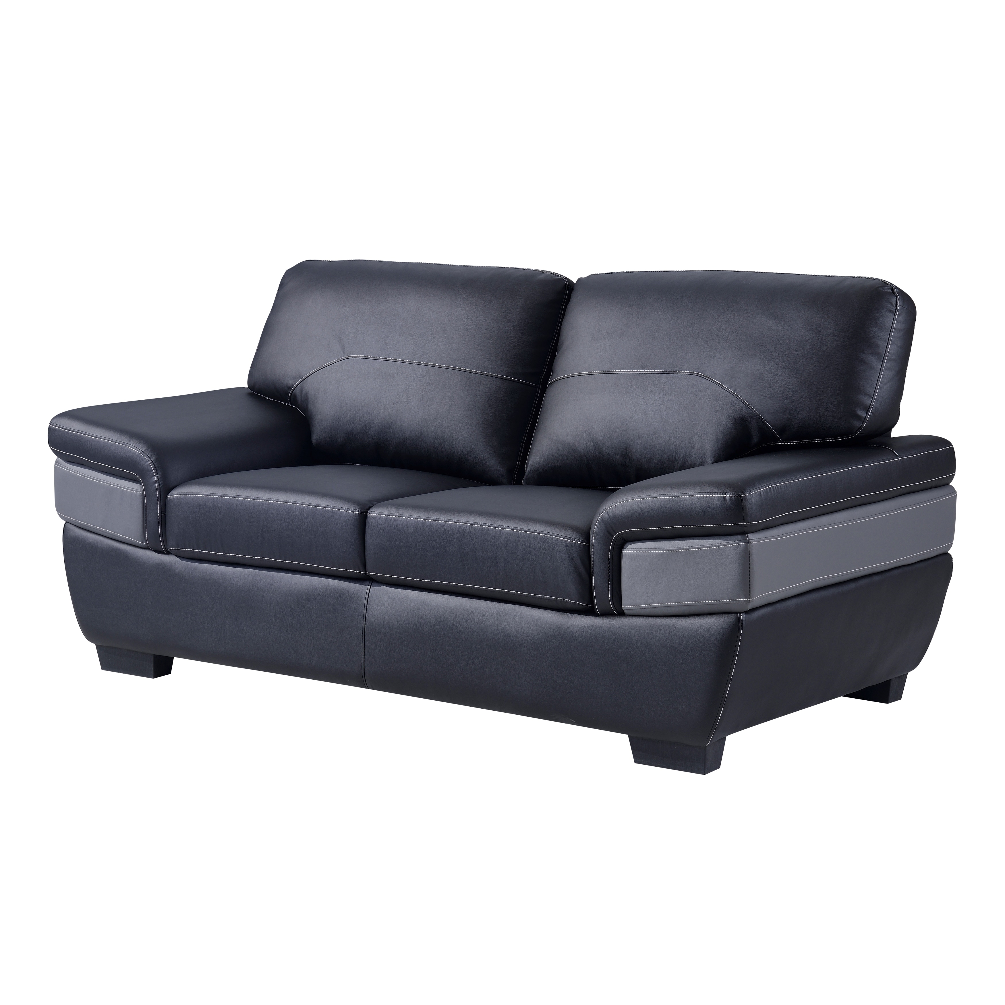 Natalie Black/ Dark Grey Bonded Leather Loveseat