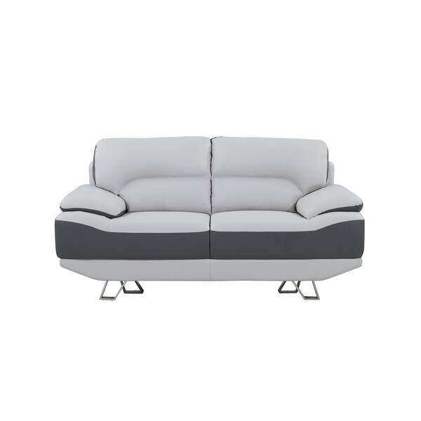 Natalie Light Grey/ Dark Grey Bonded Leather Loveseat Overstock 9017317