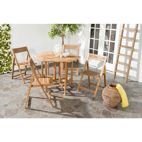 Safavieh Kerman Teak Finish Brown Acacia Wood 5 piece Outdoor Dining