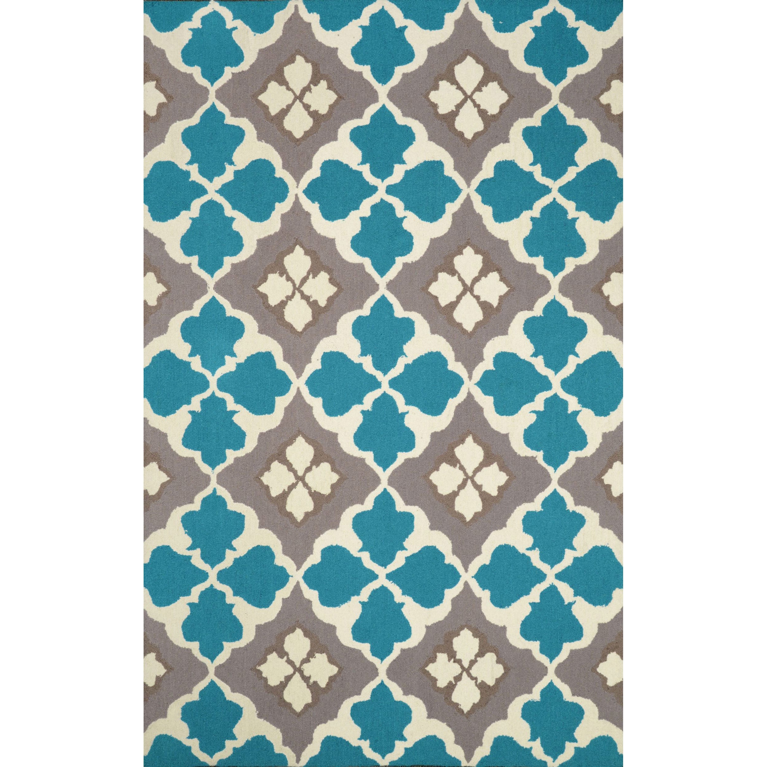 Nuloom Hand hooked Wool Teal Rug (7 6 X 9 6 )