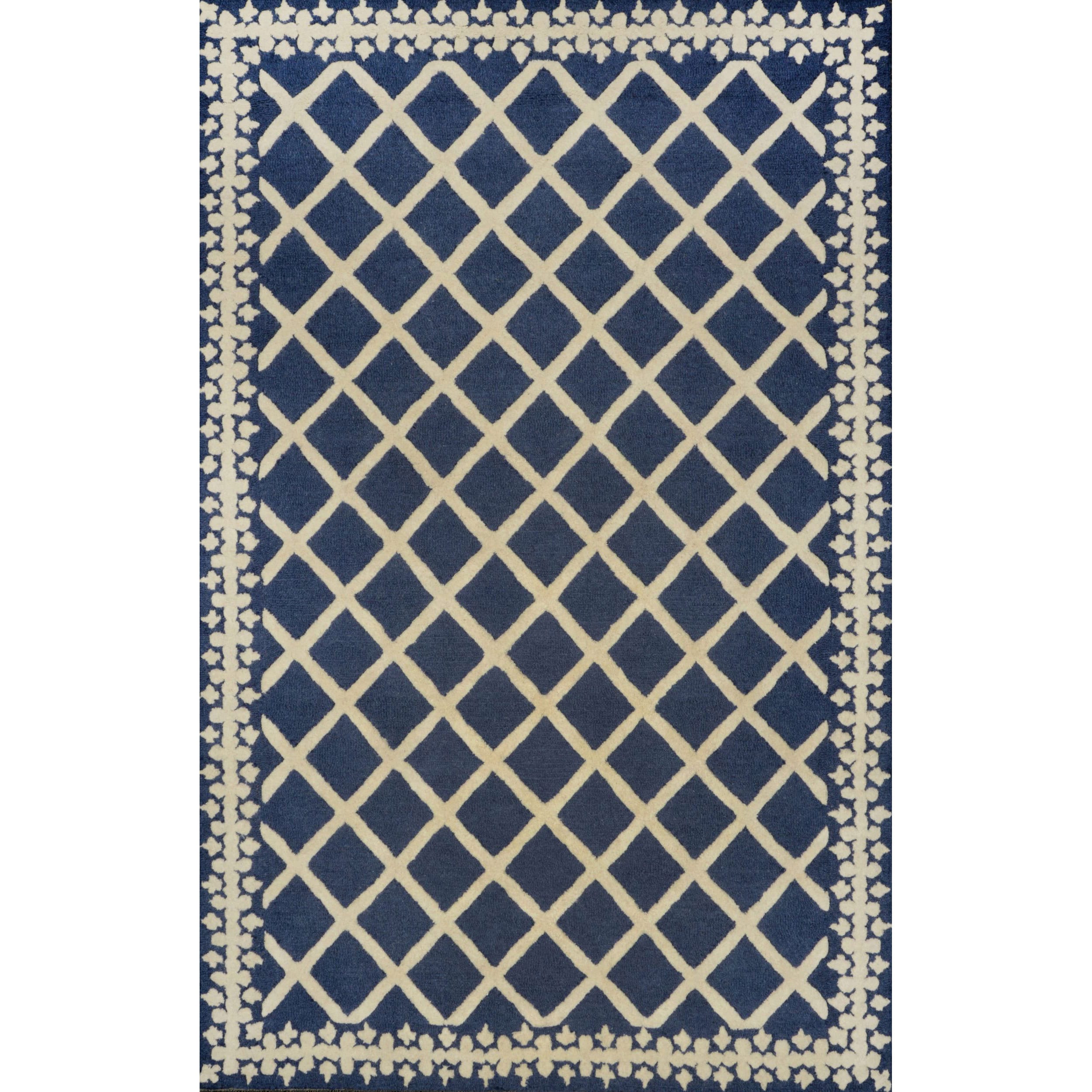 Nuloom Hand tufted Lattice Wool Navy Rug (7 6 X 9 6)