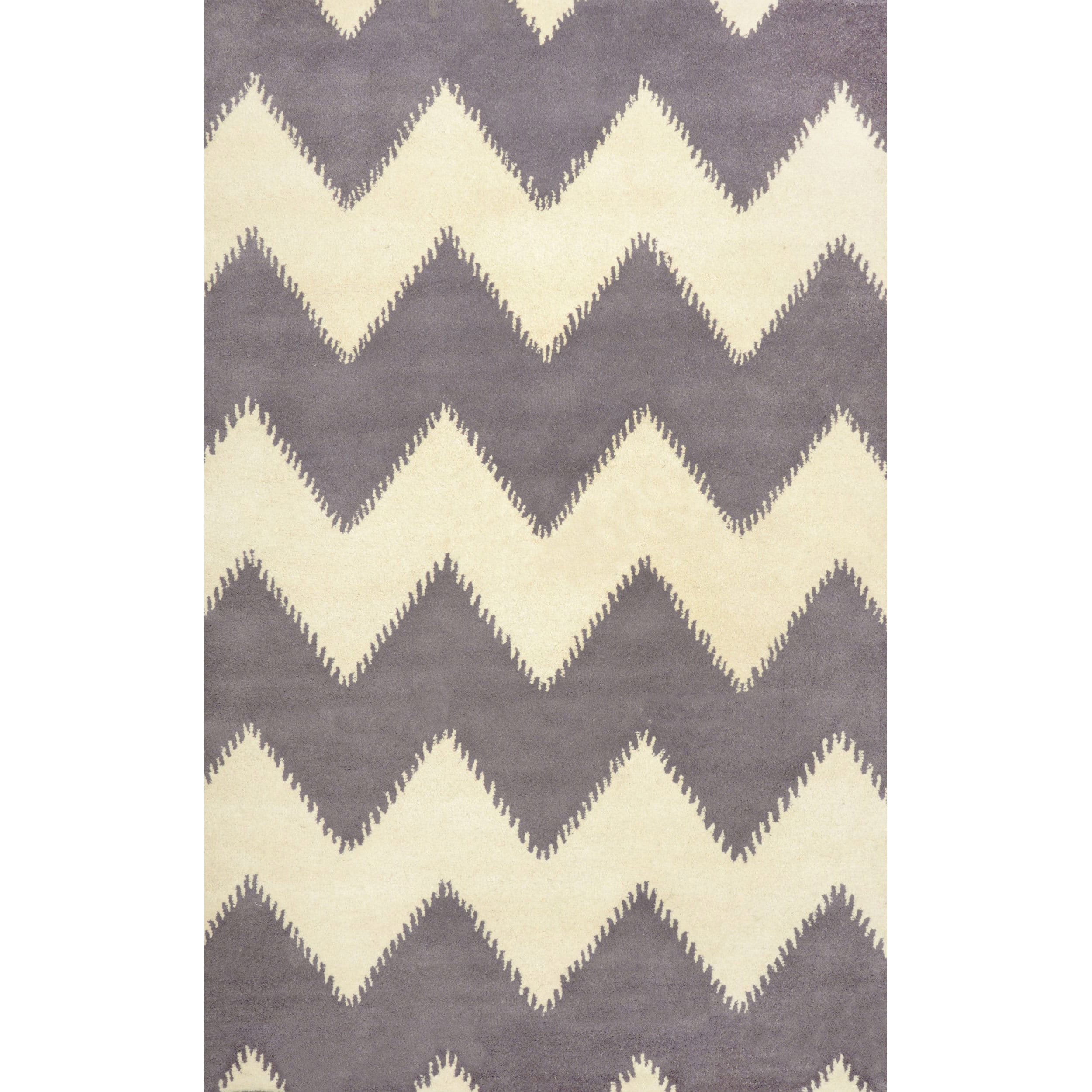 Nuloom Hand tufted Chevron Wool Grey Rug (8 6 X 11 6 )