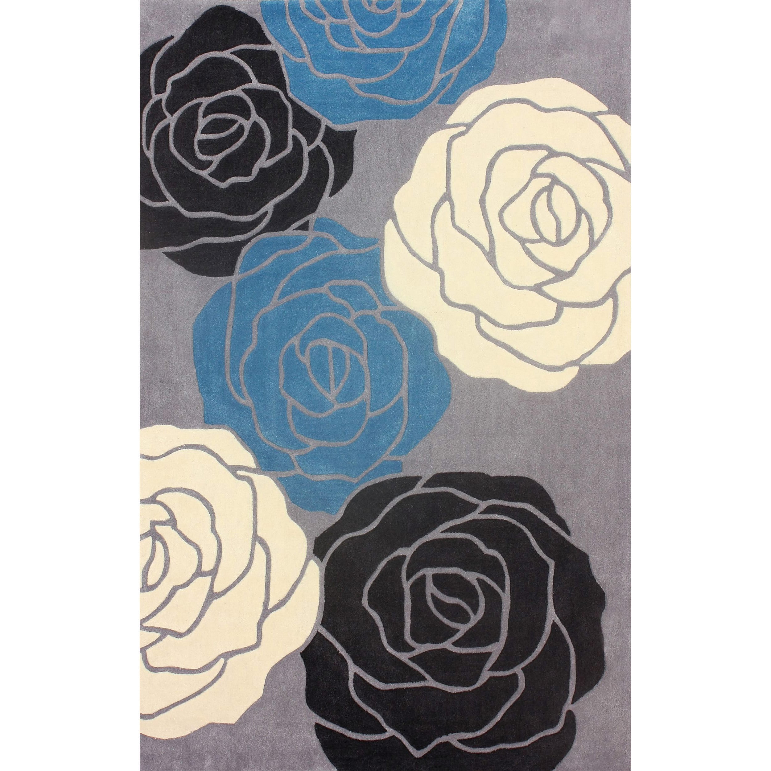 Nuloom Hand tufted Floral Synthetics Grey Rug (8 6 X 11 6)