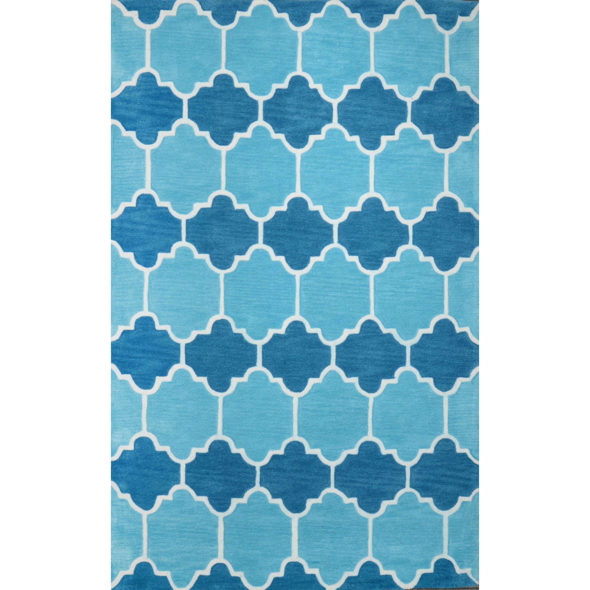 Nuloom Hand tufted Lattice Geometric Blue Rug (8 6 X 11 6)