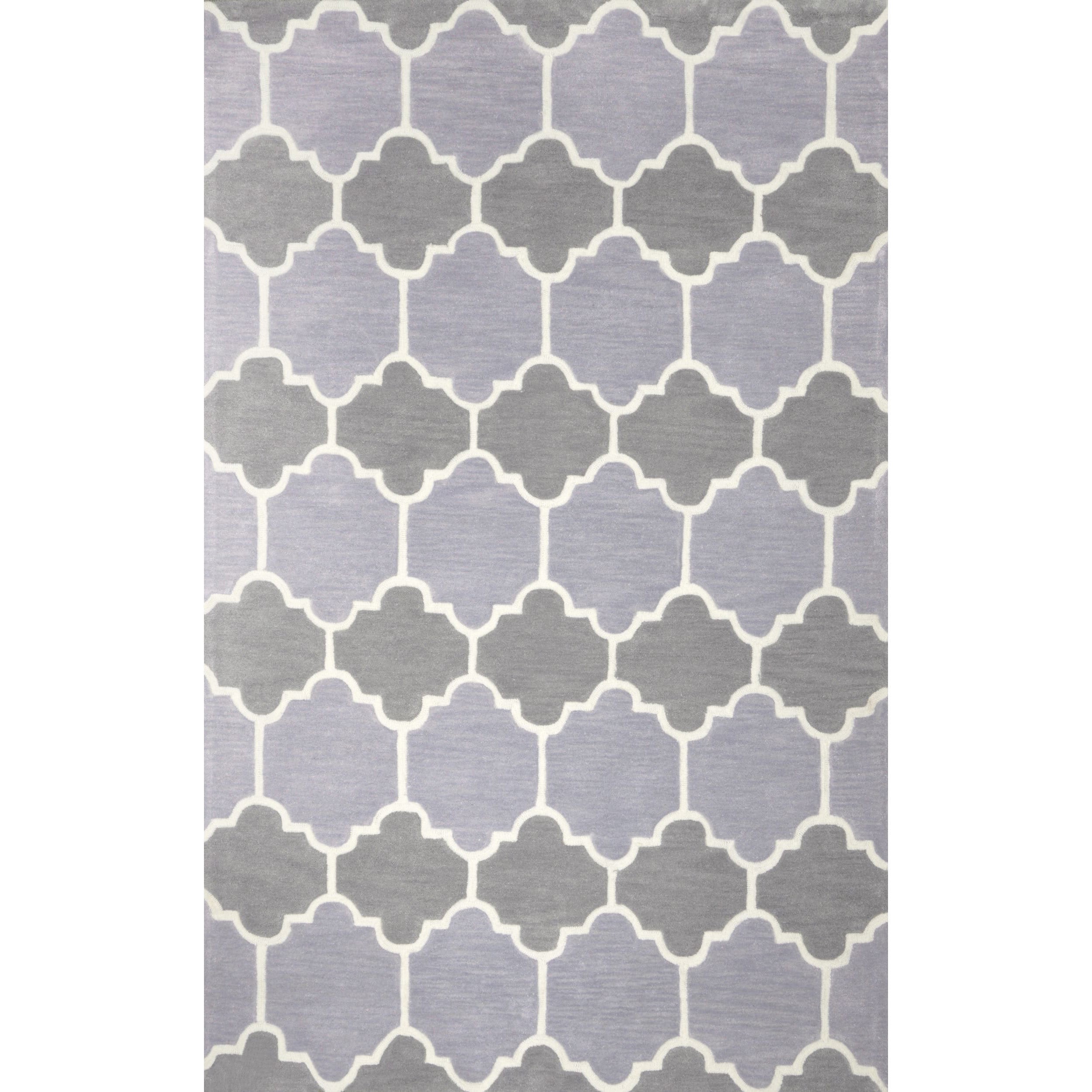 Nuloom Hand tufted Lattice Geometric Synthetics Grey Rug (7 6 X 9 6 )