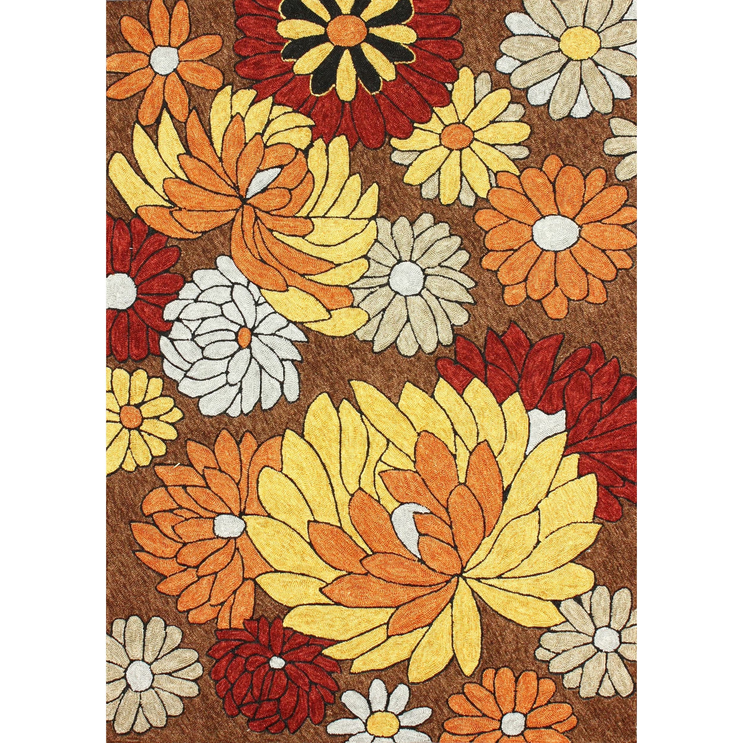 Nuloom Hand hooked Floral Indoor/ Outdoor Brown Rug (8 6 X 11 6)