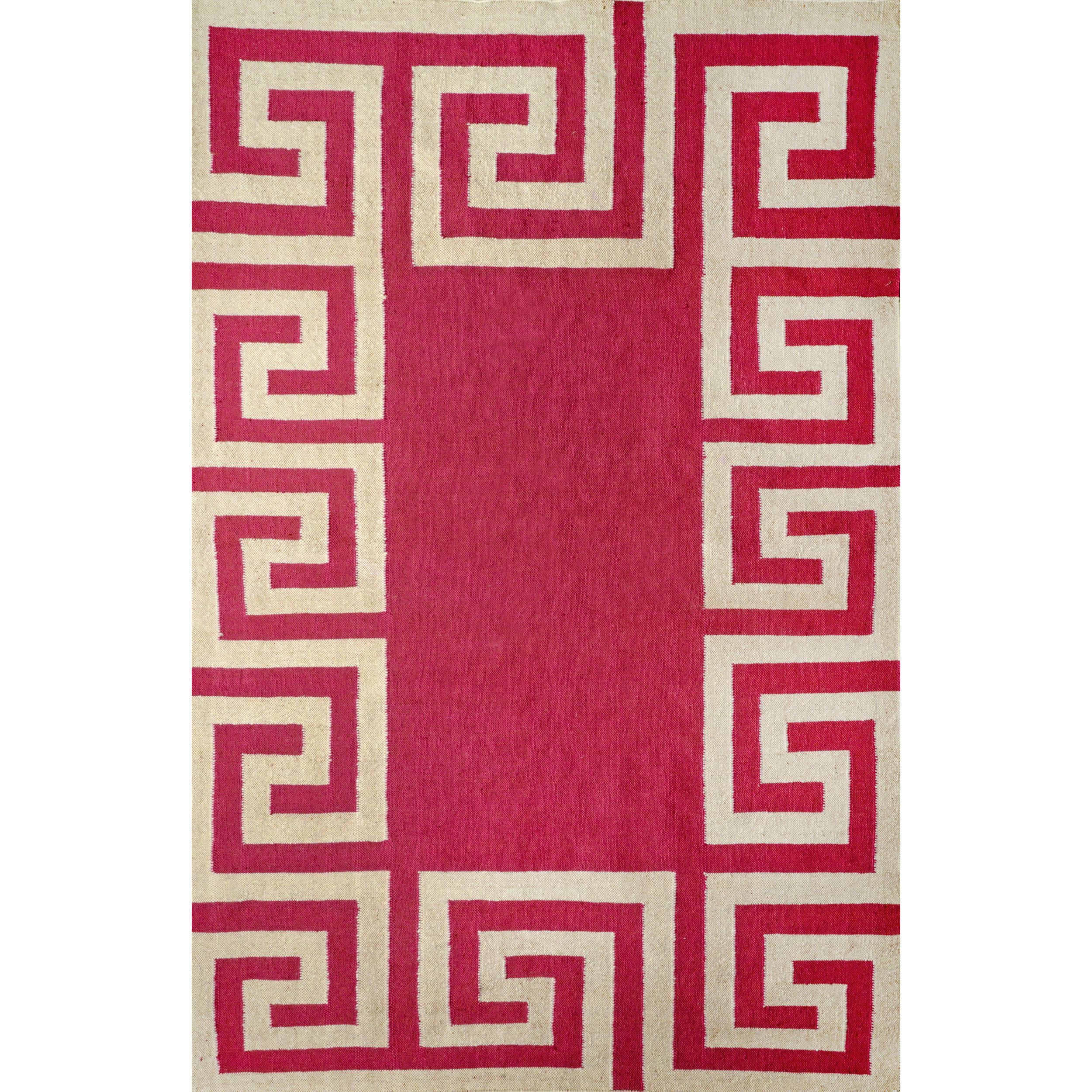 Nuloom Indoor/ Outdoor Flatwoven Greek Key Synthetics Fuschia Rug (8 6 X 11 6)