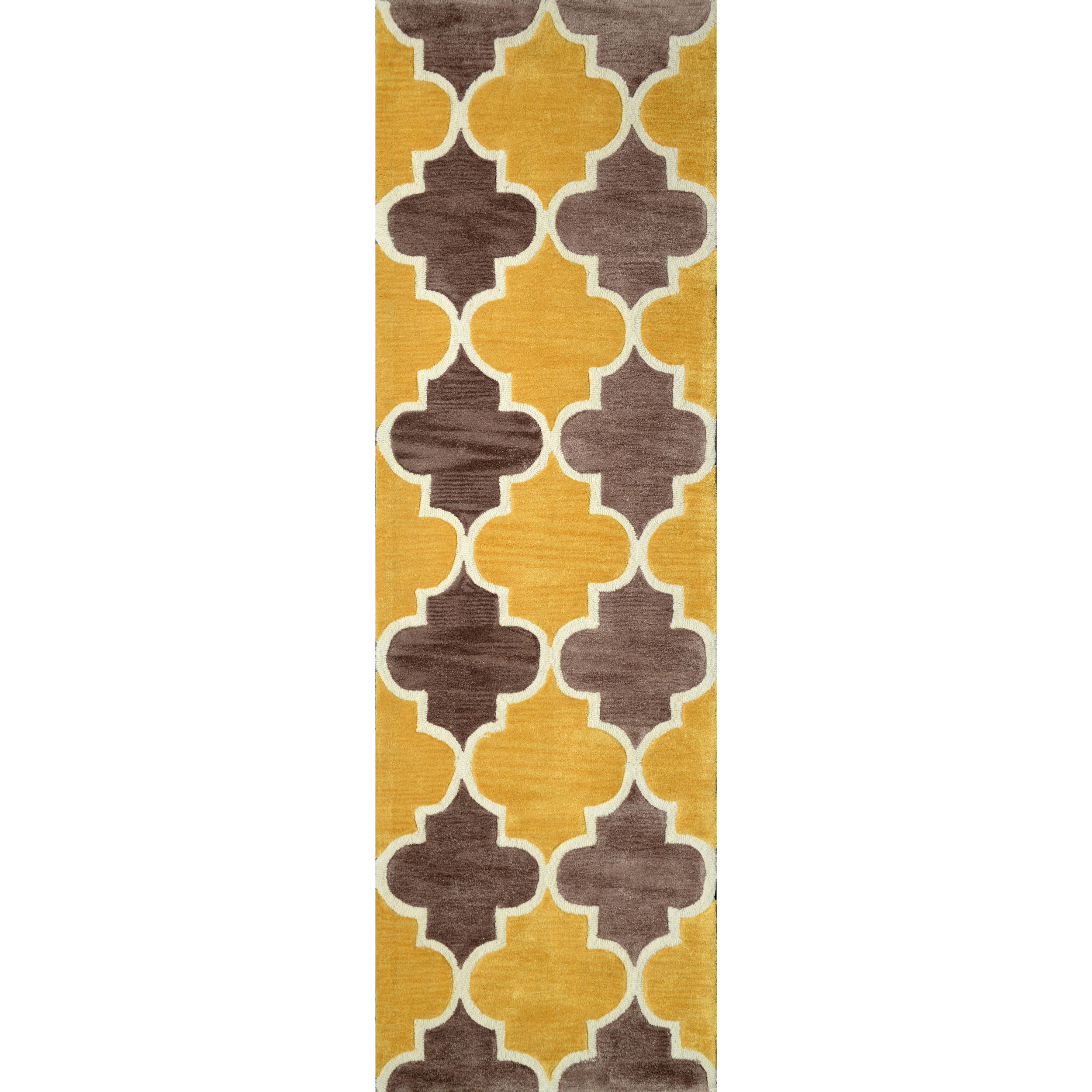 Nuloom Hand tufted Trellis Synthetics Gold Runner Rug (2 6 X 8)