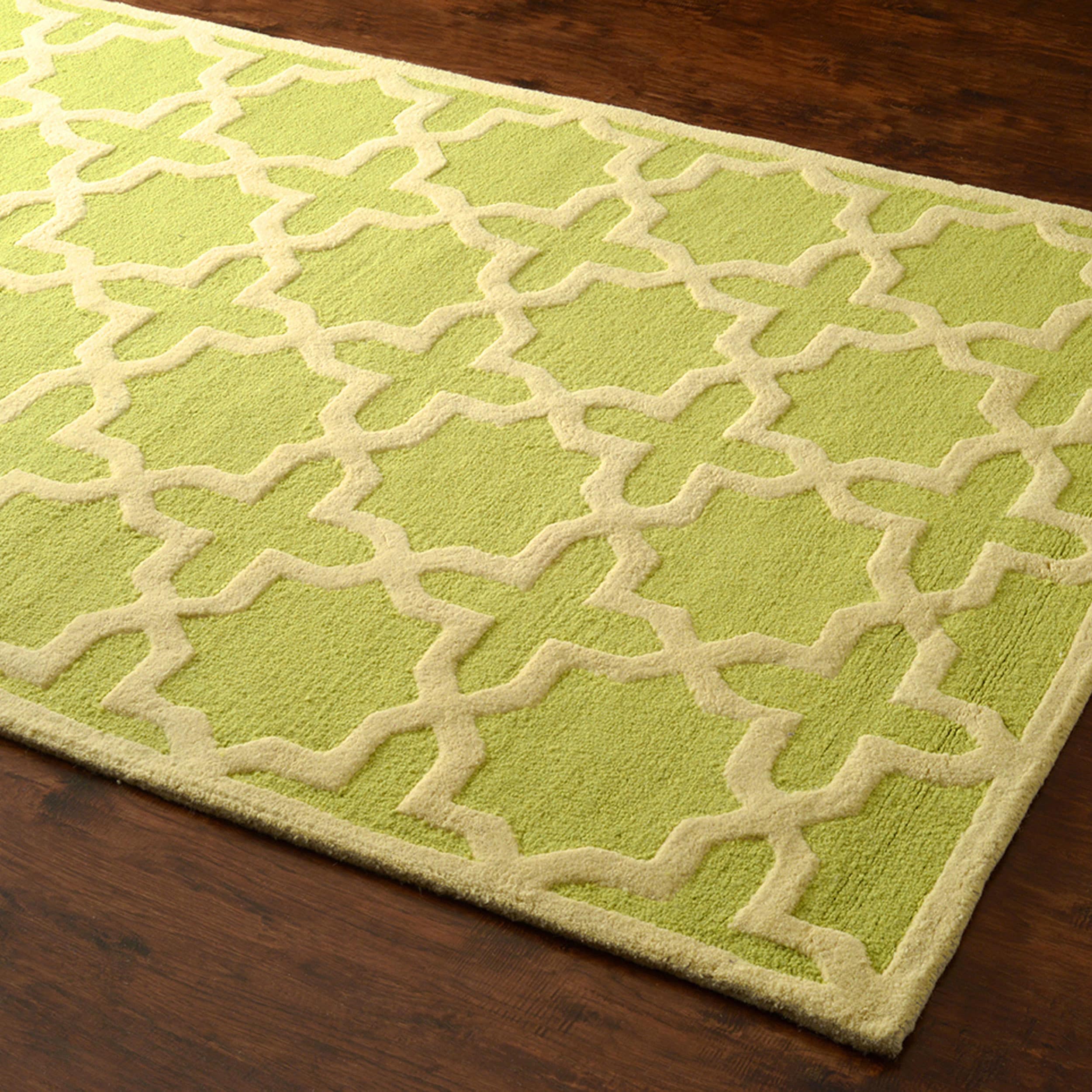 Nuloom Hand hooked Trellis Wool Light Green Runner Rug (2 6 X 8)