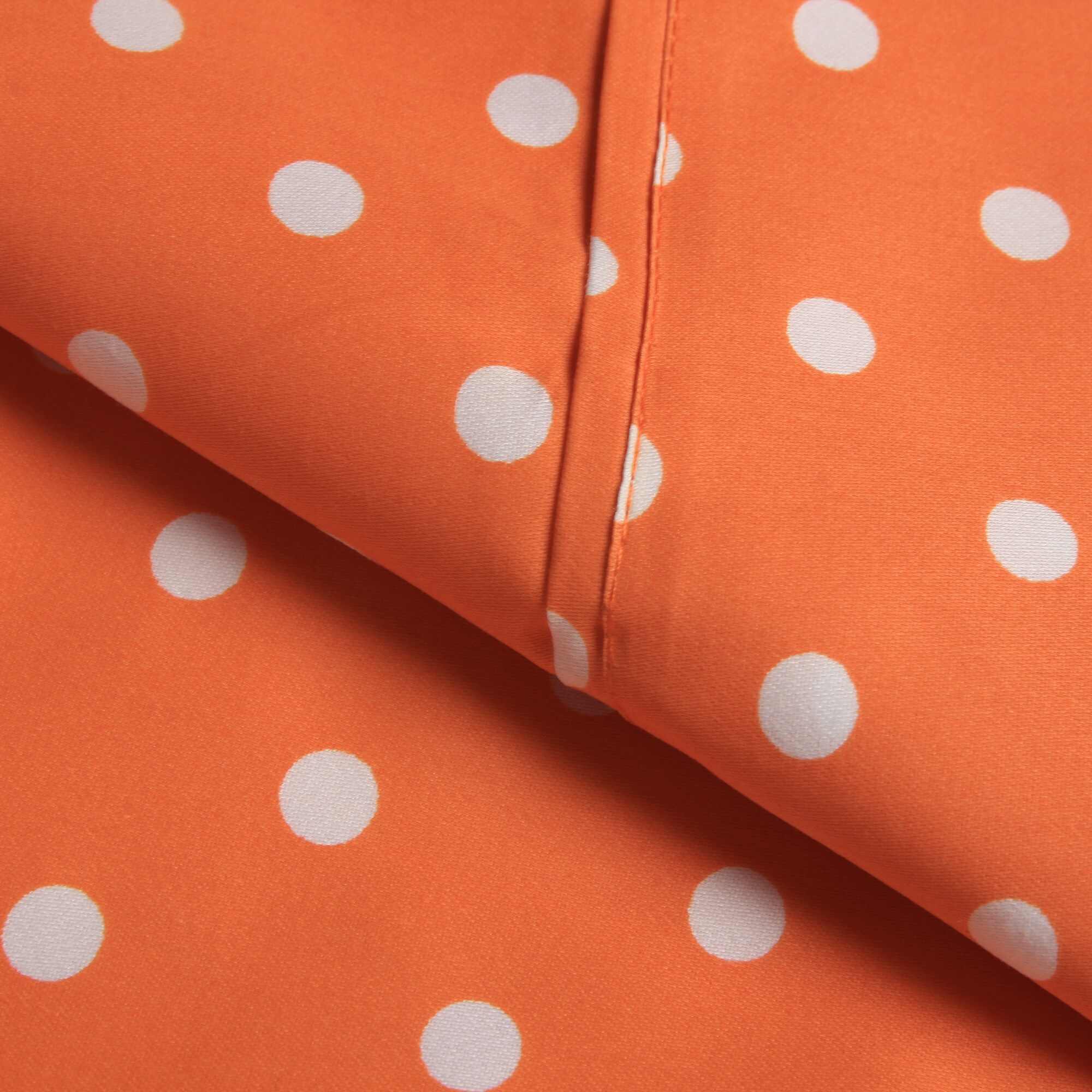Home City Inc. Wrinkle Resistant Polka Dot Sheet Set Orange Size Full